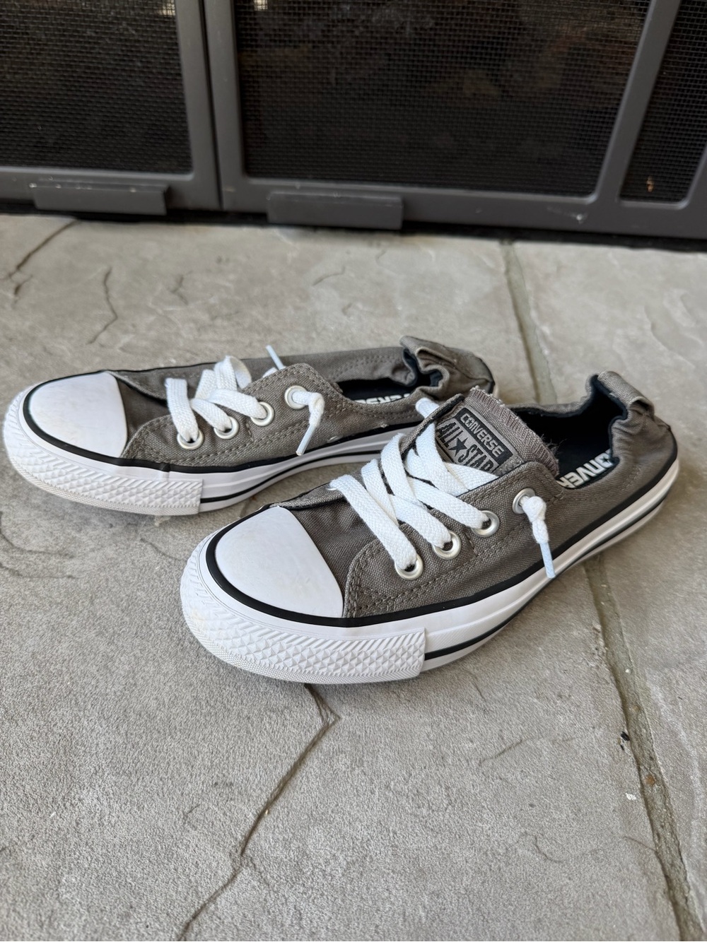 Converse Women’s Low Top Canvas Sneakers- Charcoal Grey